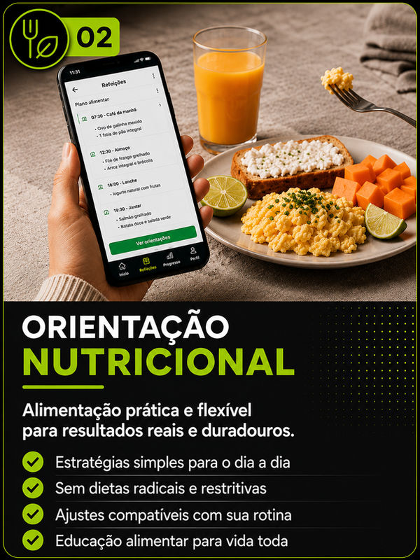 Plano alimentar no aplicativo e refeição saudável