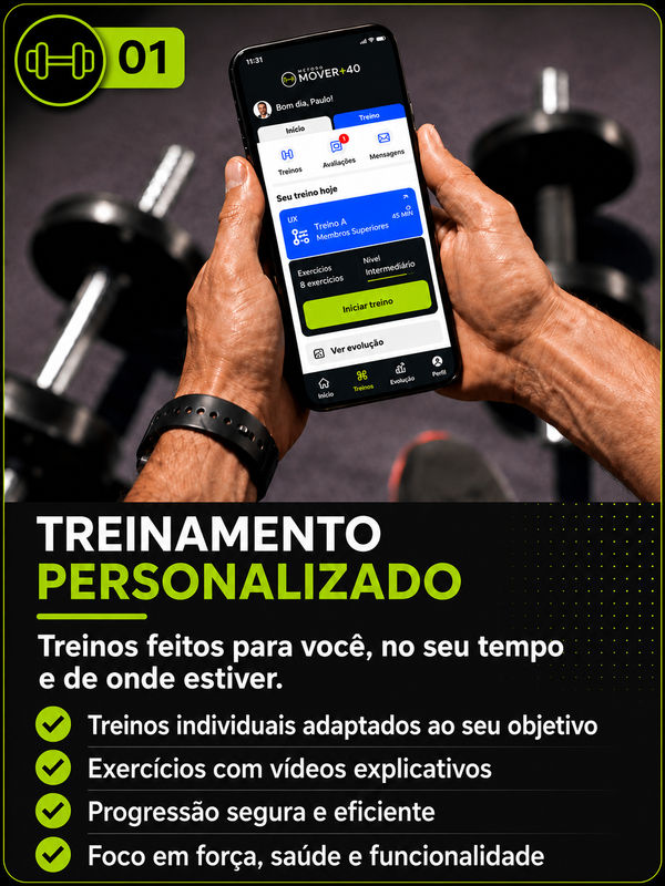Aplicativo de treino personalizado no celular